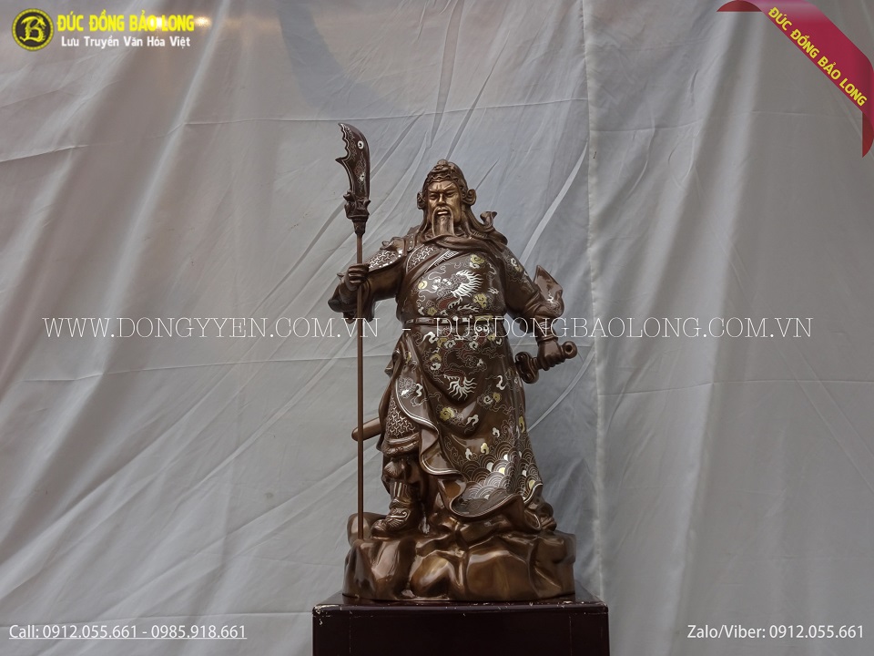 tượng quan công khảm tam khí cao 69cm