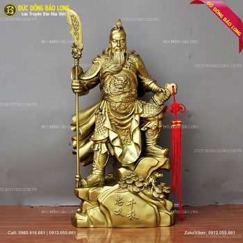 Tượng Quan Vân Trường Đứng Chống Đao Cao 63cm