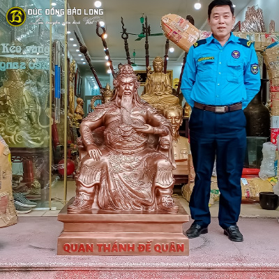 Tượng Quan Thánh Đế Quân Đồng Đỏ Cao 1m25 Cho Điện Thờ