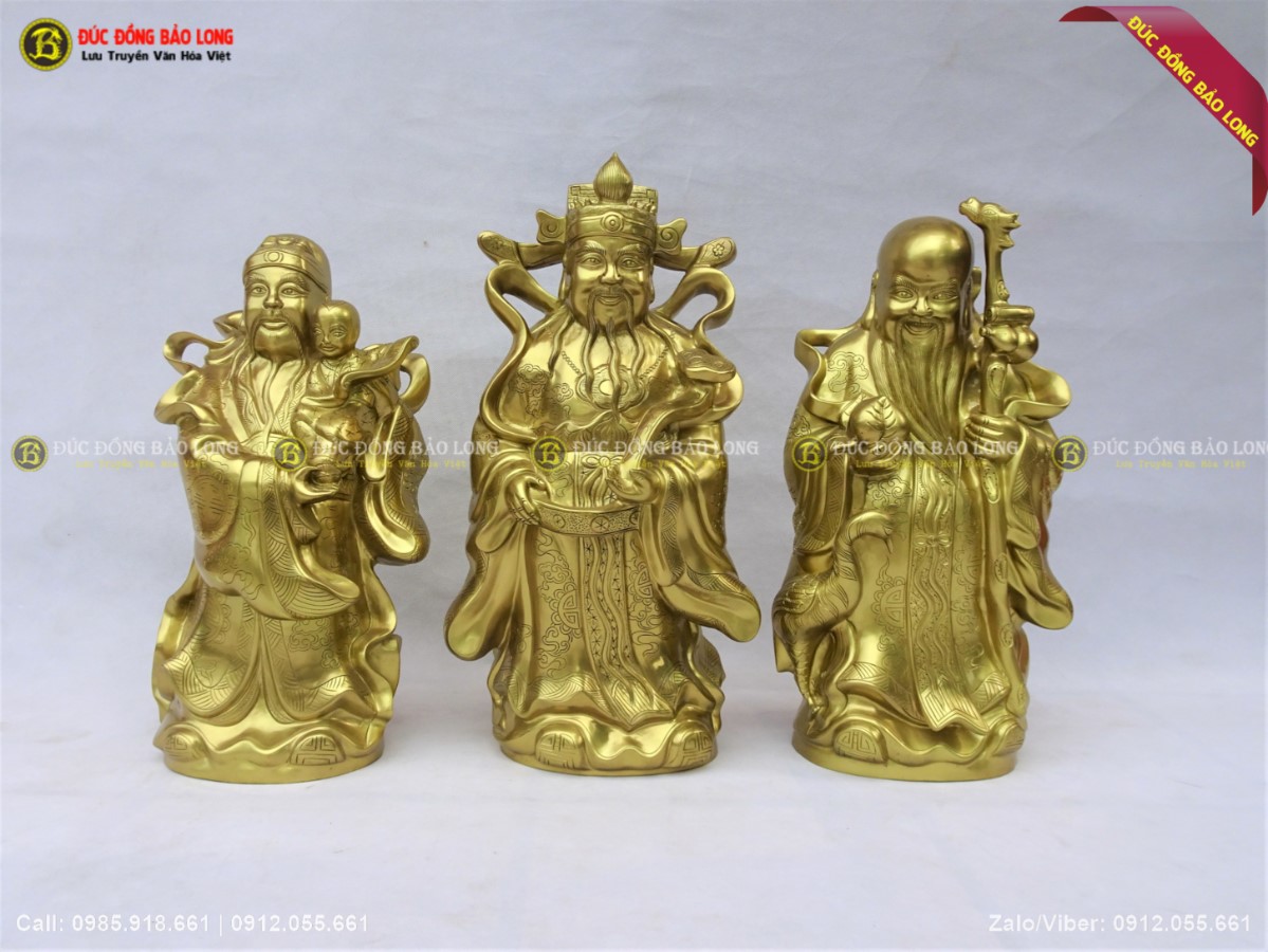 tượng 3 ông tam đa bằng đồng vàng katut 50cm