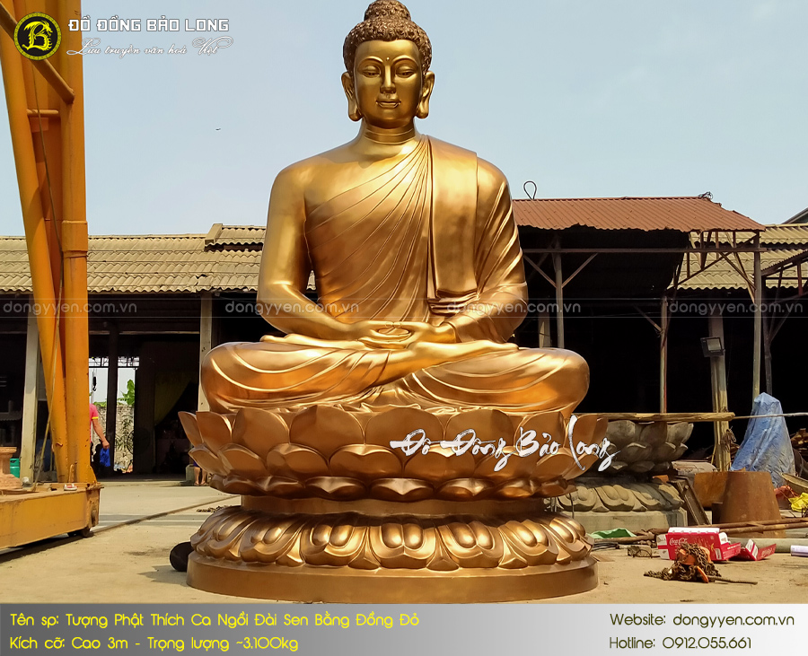 tượng phật thích ca bằng đồng đỏ cao 3m