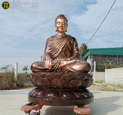 Tượng Phật Thích Ca Ngồi Đài Sen Bằng Đồng Đỏ Cao 1m27 Cho Khách Hàng TP.HCM
