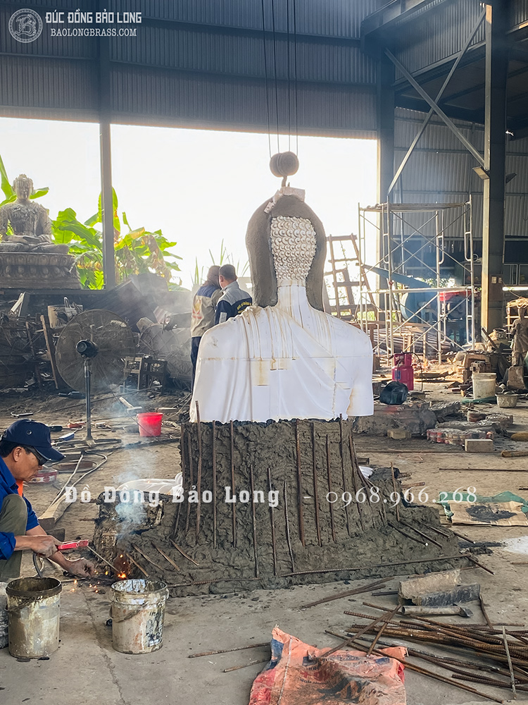 tượng Phật Thích Ca Chuyển Pháp Luân bằng đồng đỏ cao 1m7