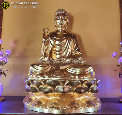 Tượng Thích Ca Bằng Đồng 1m76 Dát Vàng Cho Chùa Tại Long An