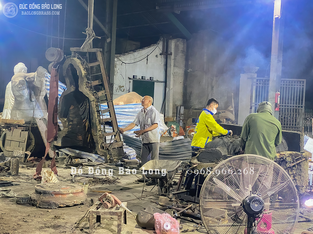 tượng Phật Thích Ca Chuyển Pháp Luân bằng đồng đỏ cao 1m7