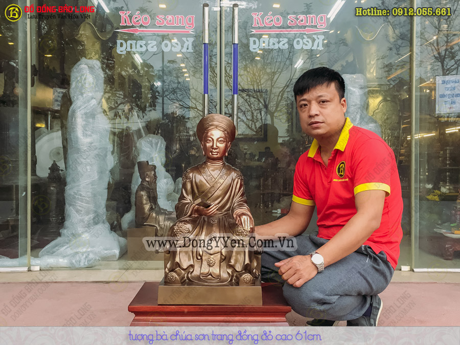 tượng bà chúa sơn trang bằng đồng cao 61cm