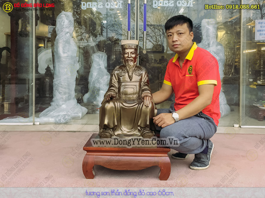 tượng sơn thần bằng đồng đỏ cao 68cm