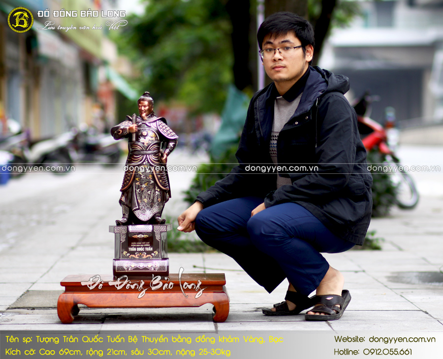 tượng trần quốc tuấn  khảm tam khí 