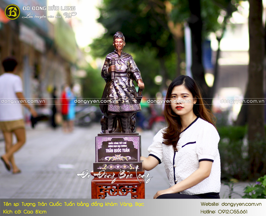 tượng trần quốc tuấn  khảm tam khí 