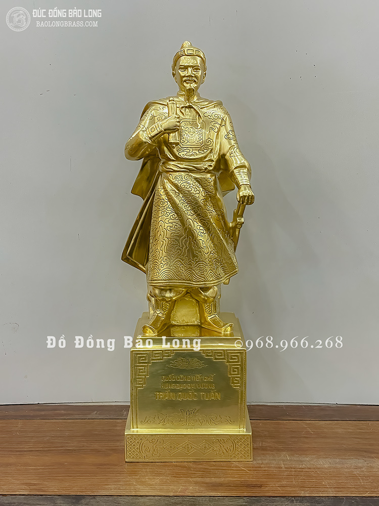 Tượng Hưng Đạo Vương Trần Quốc Tuấn Bằng Đồng Vàng Katut Cao 61Cm