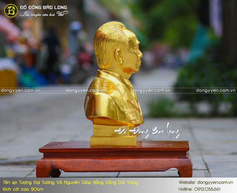 tượng bác giáp dát vàng 9999 cao 50cm