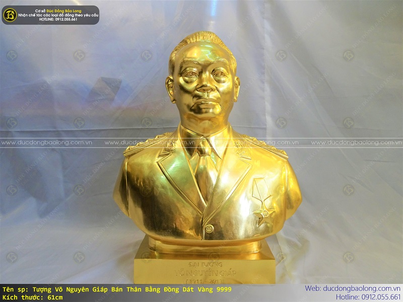 tượng đại tướng võ nguyên giáp cao 61cm dát vàng