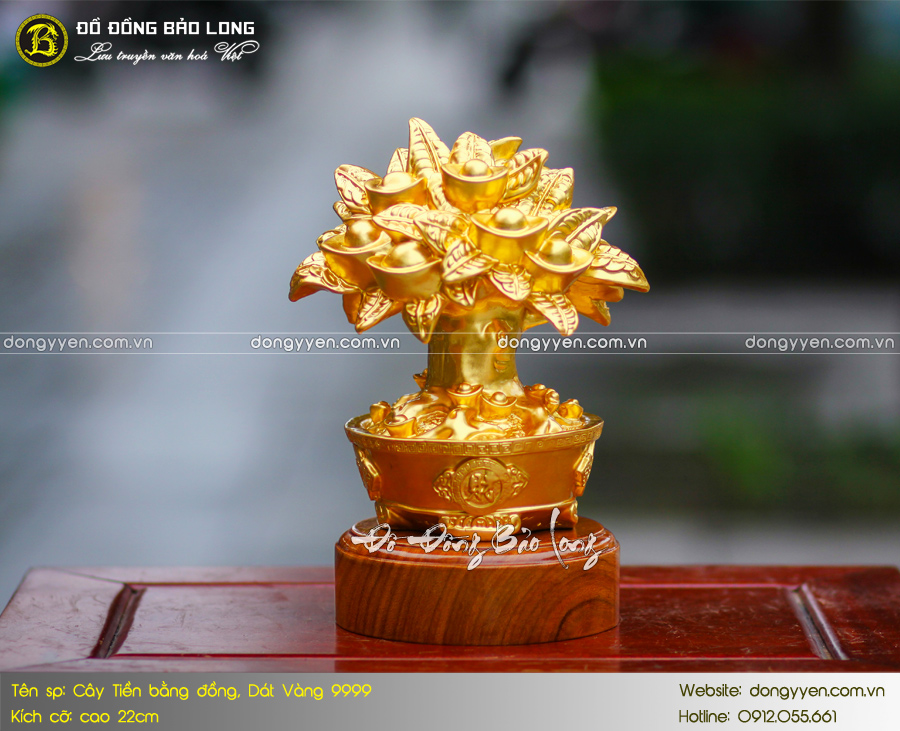 cay tiền bằng đồng dát vàng