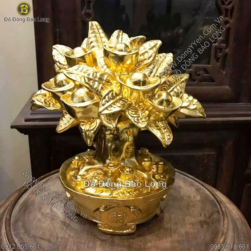 Cây Tiền Bằng Đồng Thếp Vàng 36cm