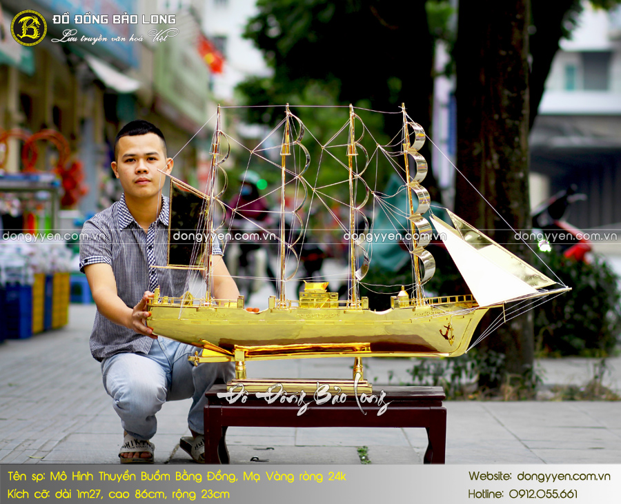 mô hình thuyền buồm bằng đồng