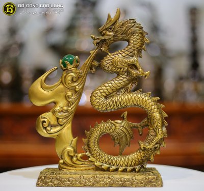 Tượng Rồng Phun Ngọc bằng đồng kích thước 25cm 