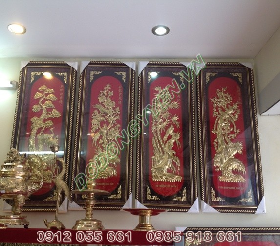 Tranh Đồng Tứ Quý  Khổ 1m x 40cm